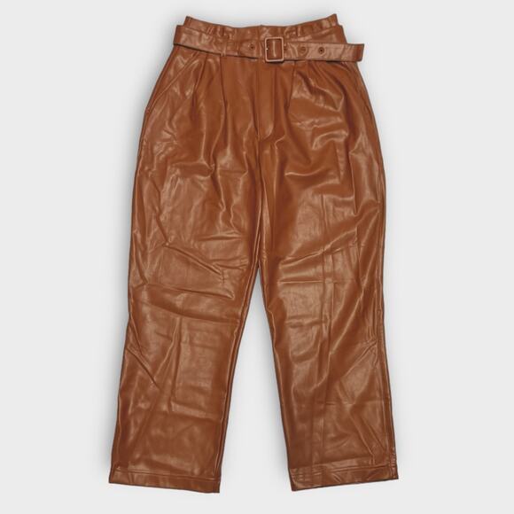 Abercrombie & Fitch Vegan Leather Belted Pants Size Medium - Picture 3 of 8